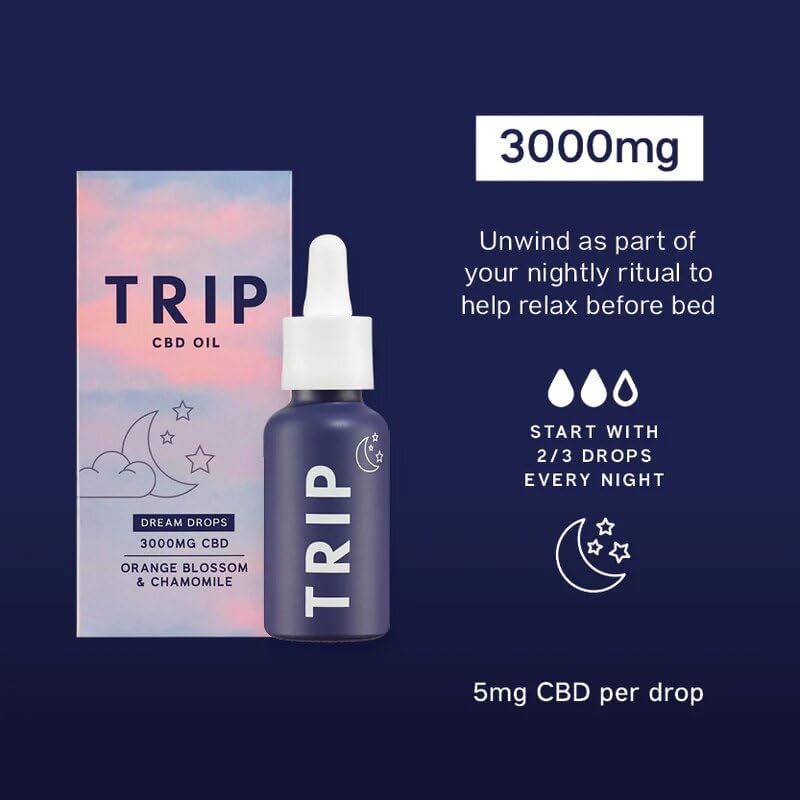 TRIP CBD Oil 3000mg (High Strength), Dream Drops, Vegan, 100% Natural, Flavoured CBD Oil Blended with MCT Coconut Oil (Pack of 1)