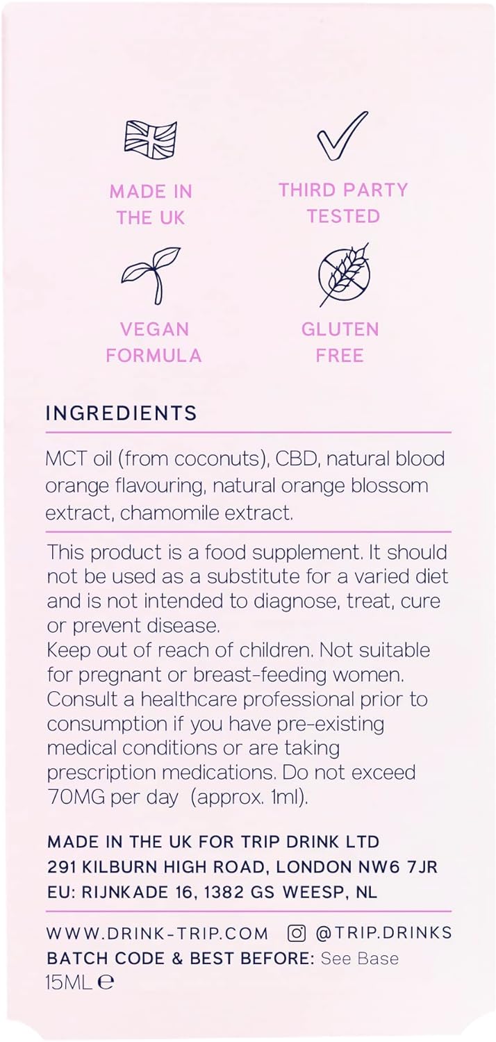 TRIP CBD Oil 1000mg (High Strength), Orange Blossom, Vegan, 100% Natural, Flavoured CBD Oil Blended with MCT Coconut Oil (Pack of 1)