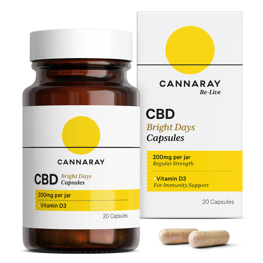 Cannaray CBD Capsules, 200mg | Immunity Support & Reduce Tiredness with Vitamin D3, Vitamin C and Zinc | Vegan & THC-Free (20 Capsules)