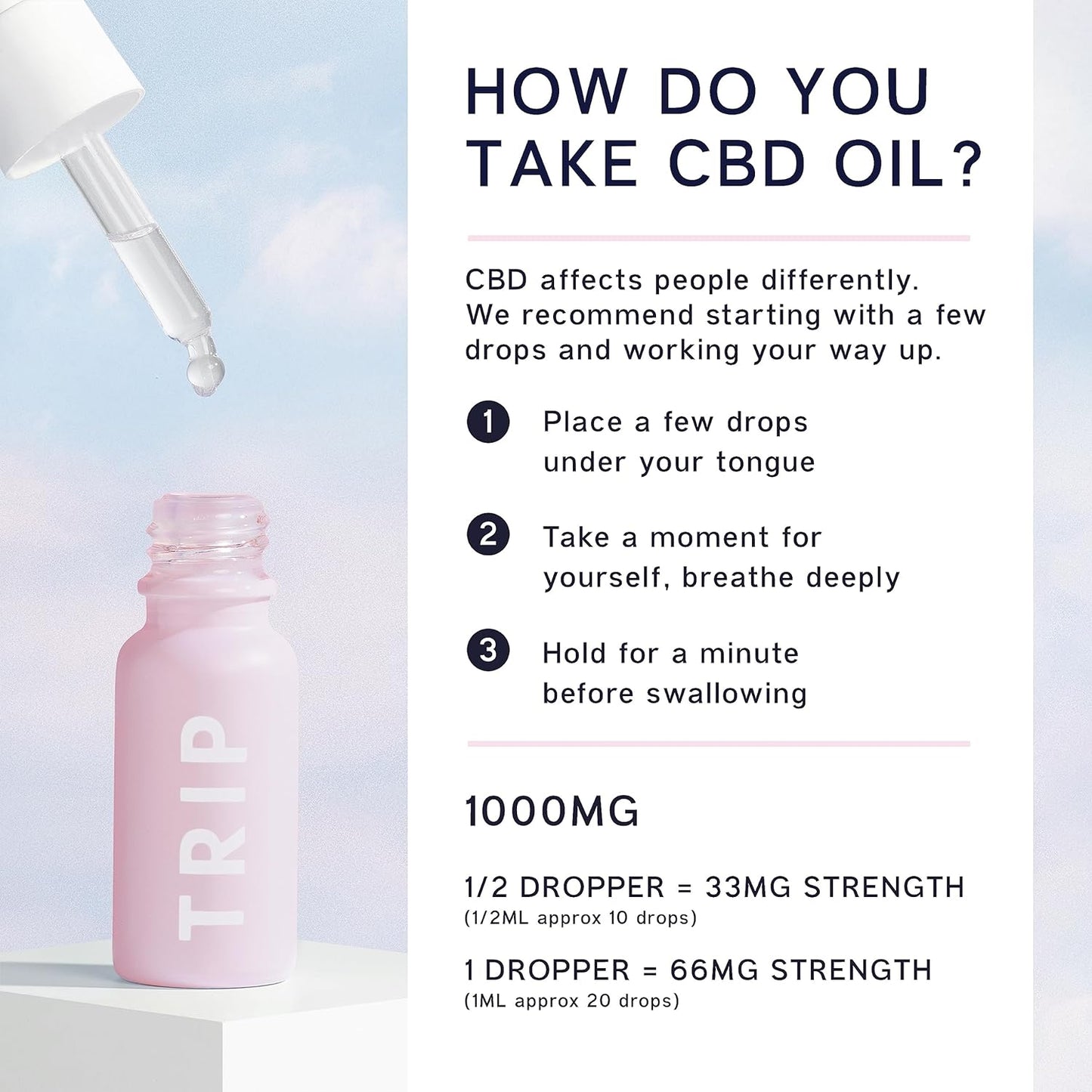 TRIP CBD Oil 1000mg (High Strength), Orange Blossom, Vegan, 100% Natural, Flavoured CBD Oil Blended with MCT Coconut Oil (Pack of 1)