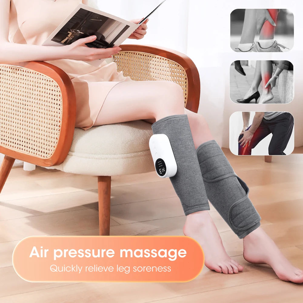 3 Mode Air Pressure Leg Massager with Heat Compression Vibration Muscle Massager for Blood Circulation Wireless  Legs Shaping