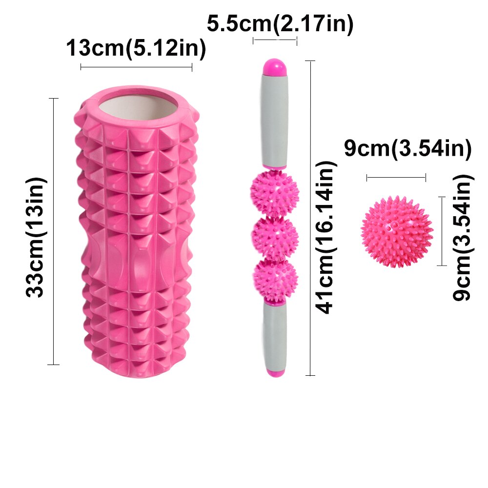 Fitness Pilates Foam Roller Blocks Suit Yoga Column Massage Relax Ball Yoga Stick For Back Waist arm Leg Foot Massage Trainer