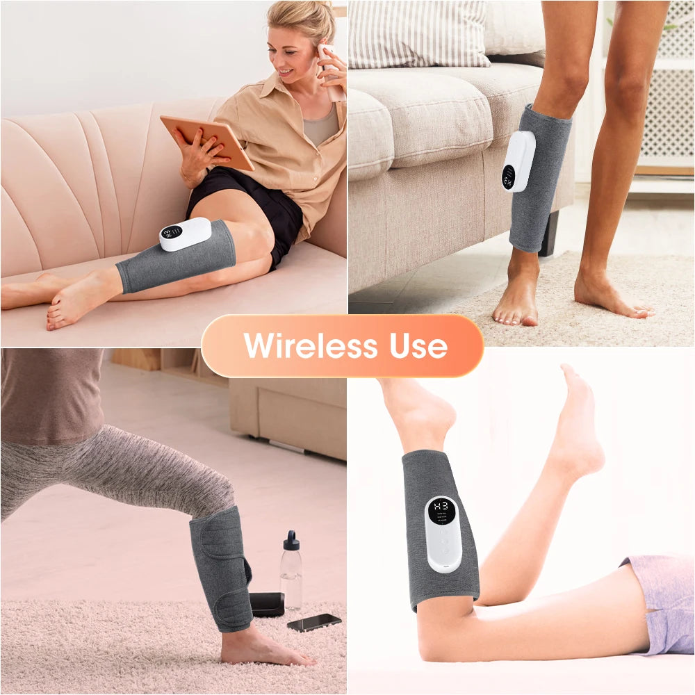 3 Mode Air Pressure Leg Massager with Heat Compression Vibration Muscle Massager for Blood Circulation Wireless  Legs Shaping